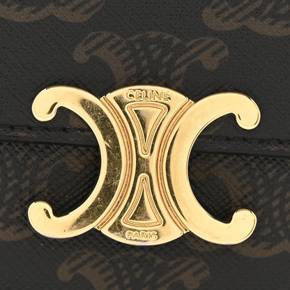 Celine Canvas Triomphe Compact Triomphe Wallet With Coin Purse Tan 11 of 11