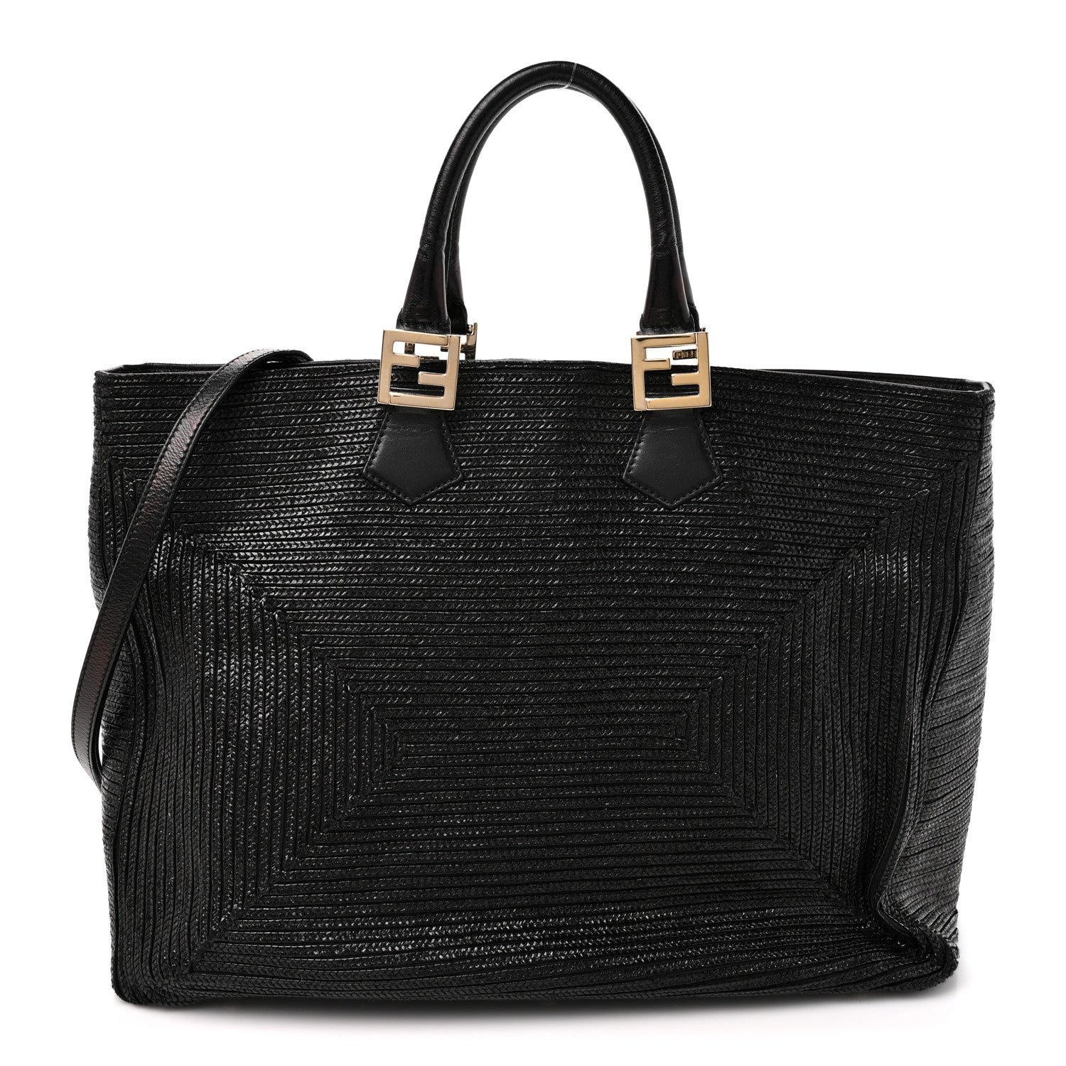 Fendi Raffia Twins Tote Black 1 of 10