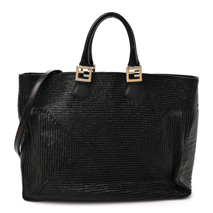 Fendi Raffia Twins Tote Black 1 of 10