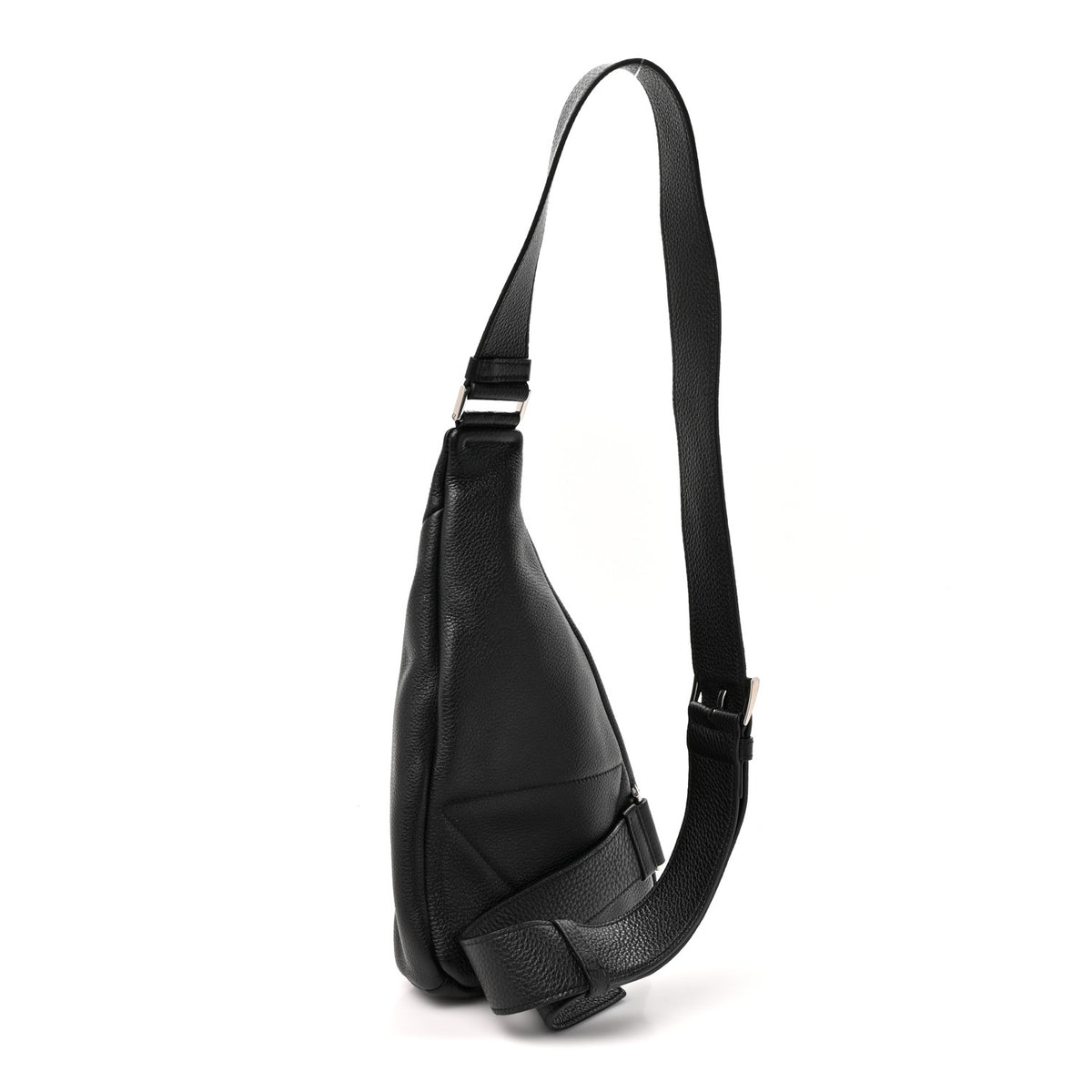 Vitello Daino Logo Embossed Cross Sling Backpack Black