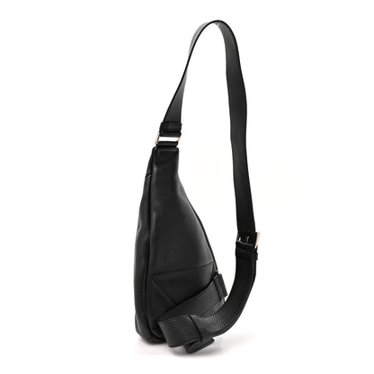 Prada Vitello Daino Logo Embossed Cross Sling Backpack Black 2 of 8