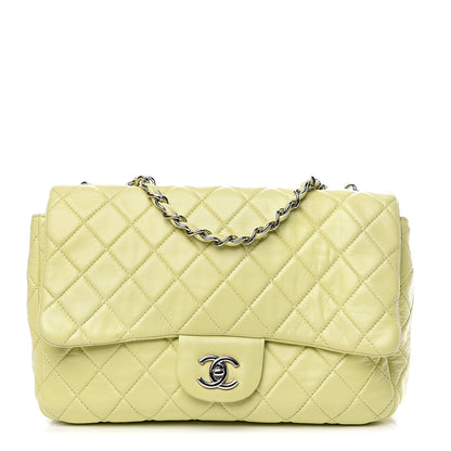 Chanel Lambskin Quilted Jumbo Single Flap Green 1 of 14