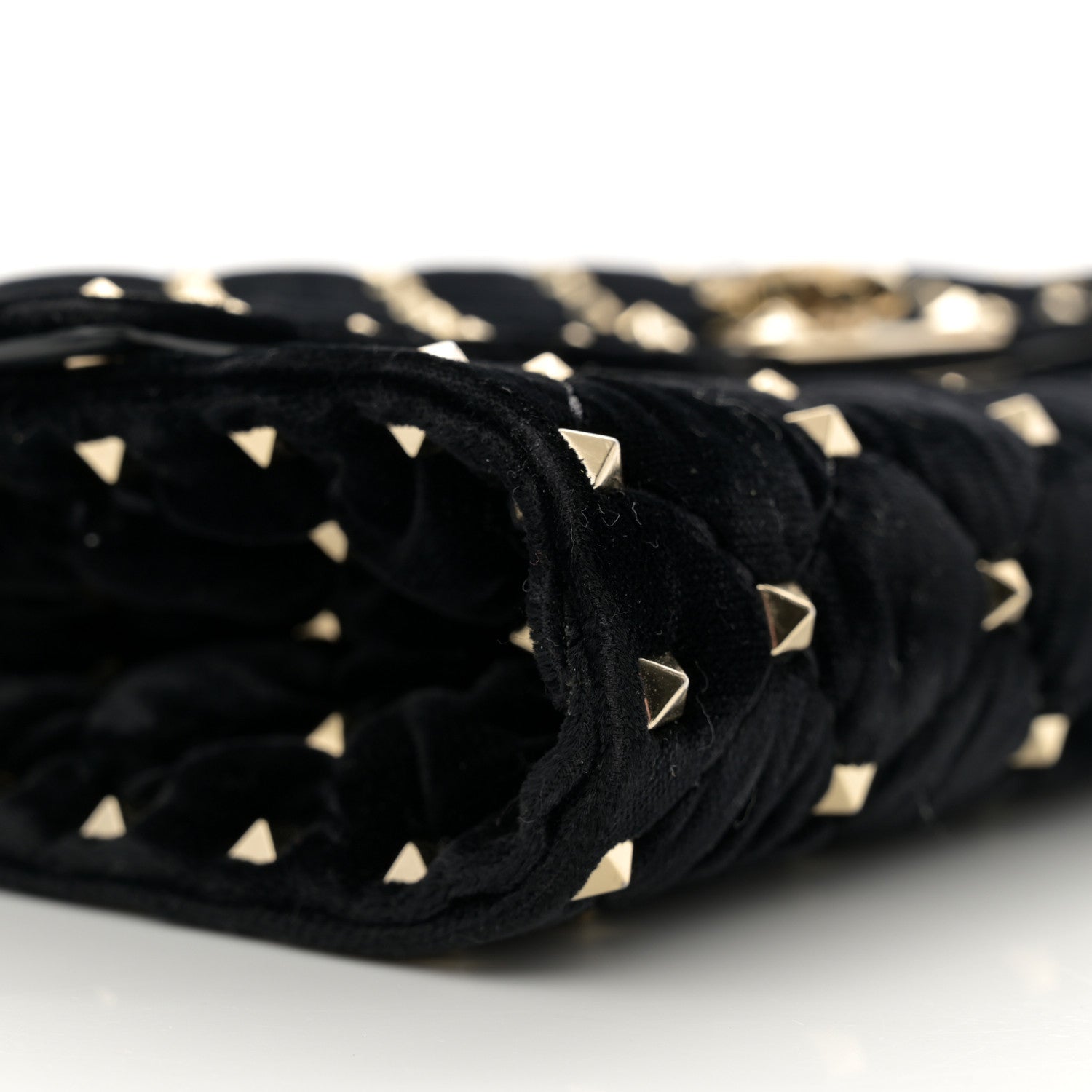 Valentino Garavani Velvet Rockstud Spike Wallet on Chain Black 8 of 11