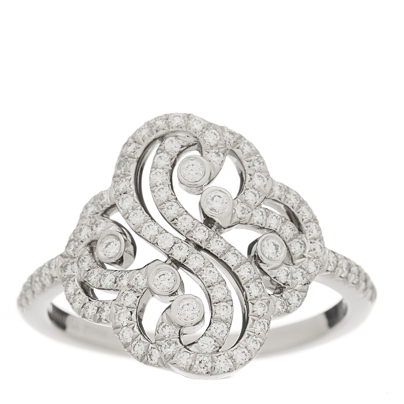 Tiffany Platinum Diamond Enchant Double Heart Ring 58 8.25 1 of 5