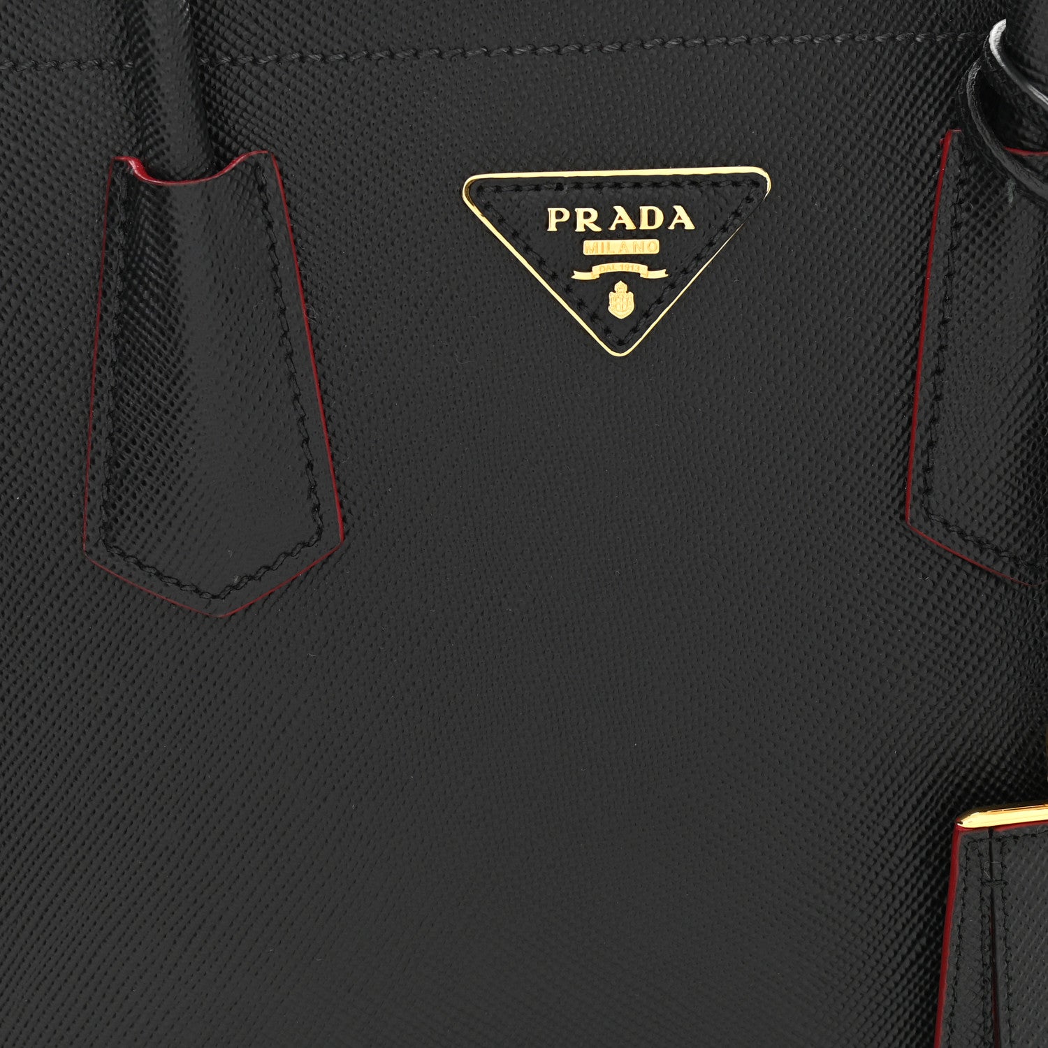 Prada Saffiano Cuir Small Double Bag Black Fuoco 8 of 10