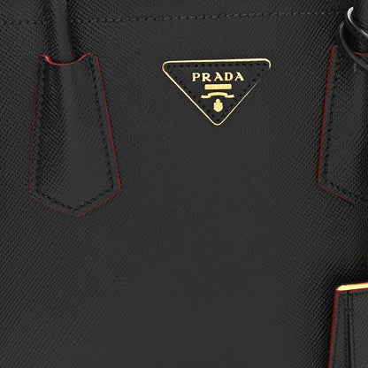 Prada Saffiano Cuir Small Double Bag Black Fuoco 8 of 10