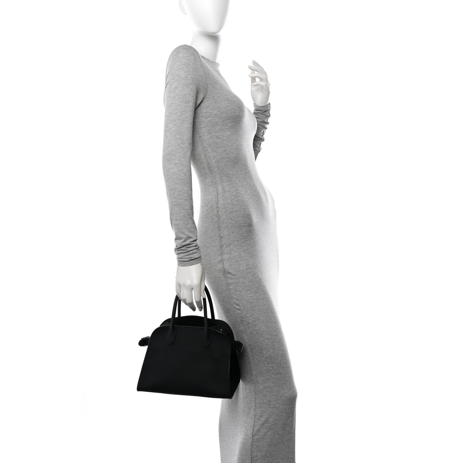 The Row Grained Calfskin Soft Margaux 10 Bag Black 2 of 9