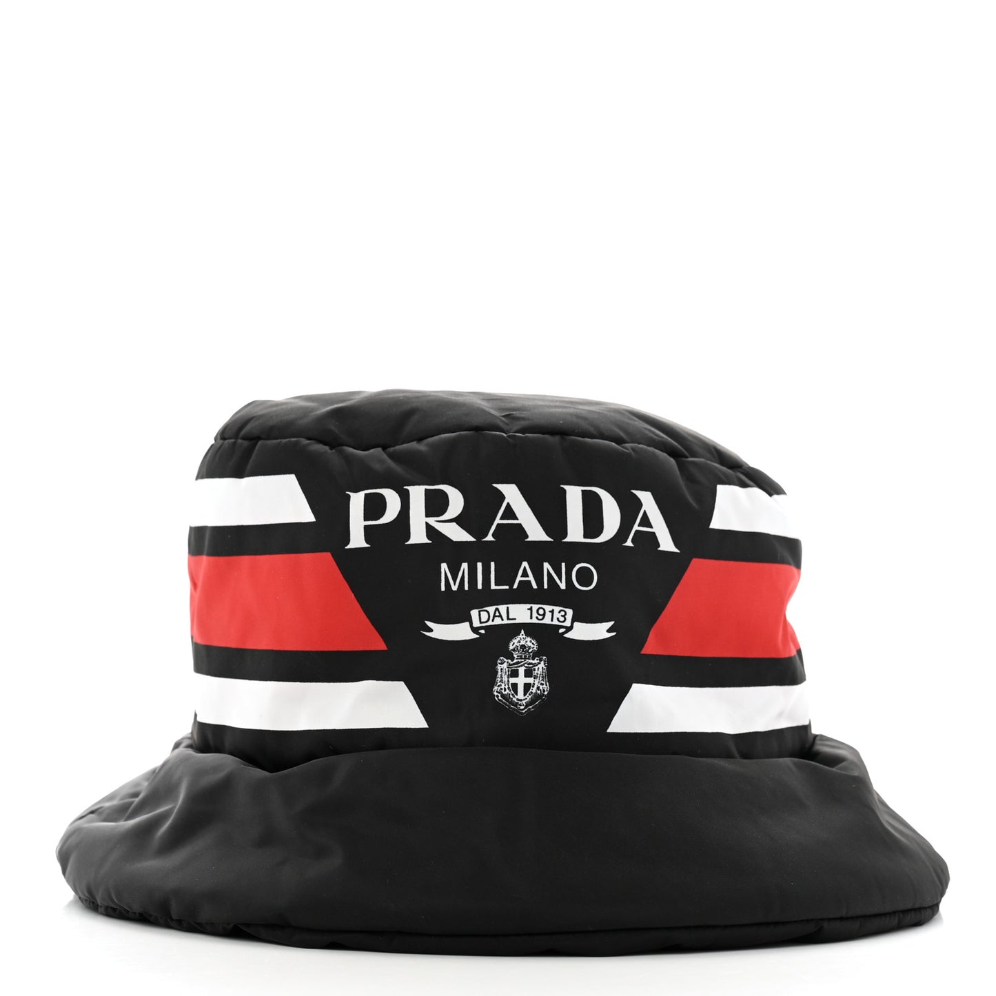 Re-Nylon Triangle Logo Padded Mens Bucket Hat XL Black Red White