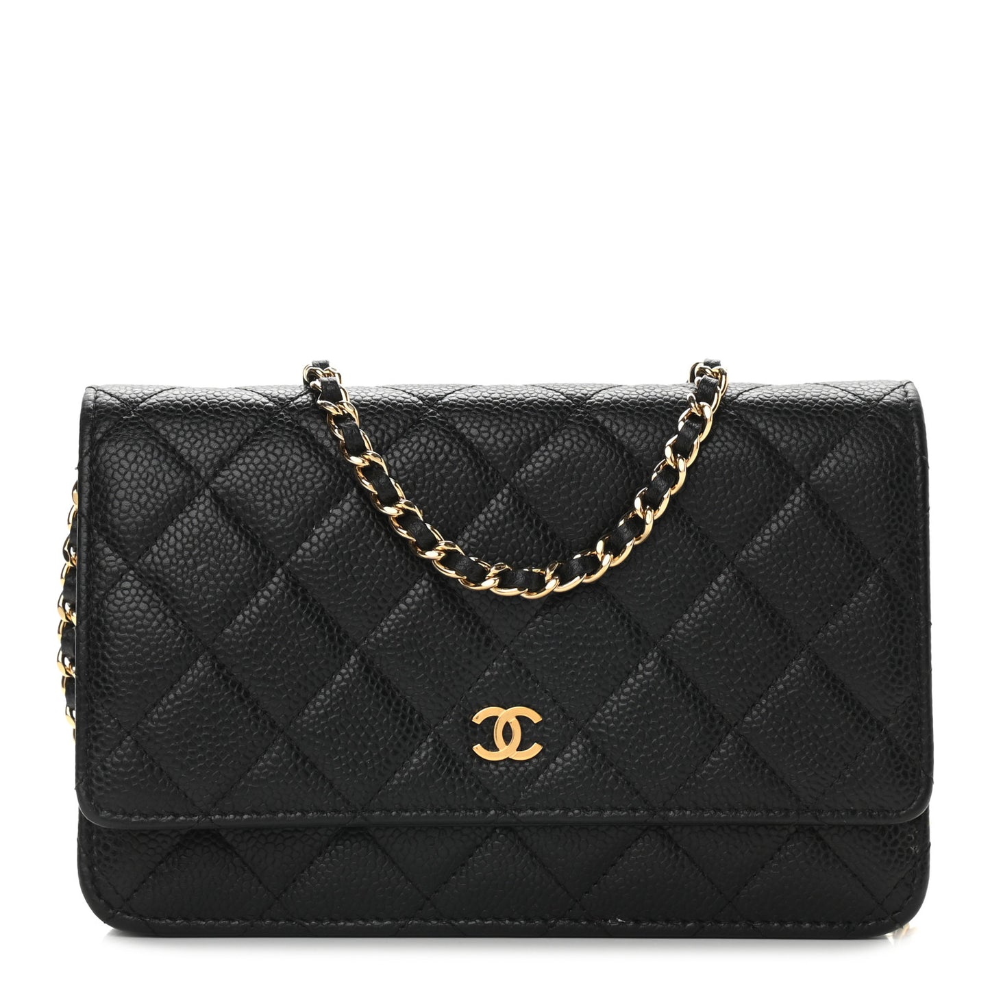 Caviar Quilted Wallet On Chain WOC Black