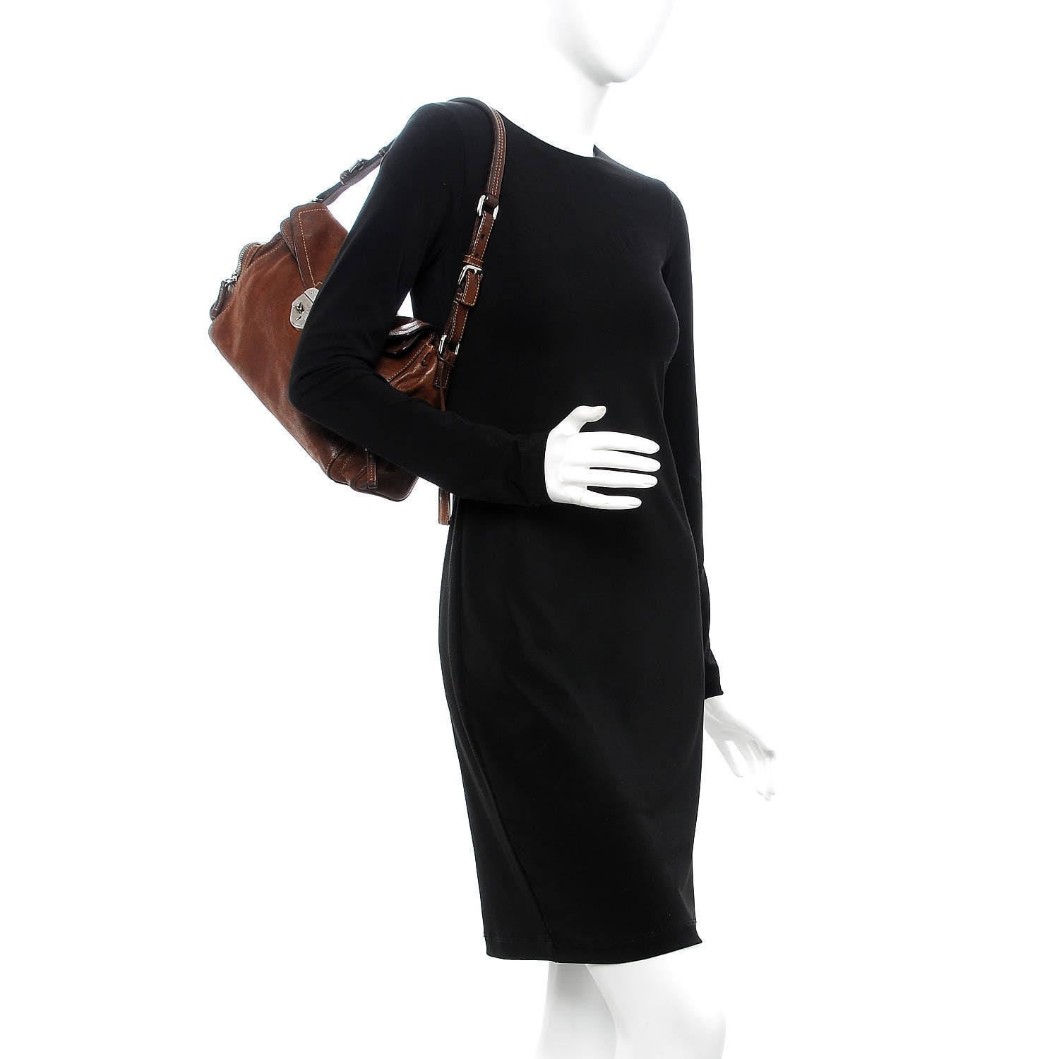 Prada Vitello Antic Easy A Foldover Pushlock Flap Shoulder Bag Bruciato 2 of 12
