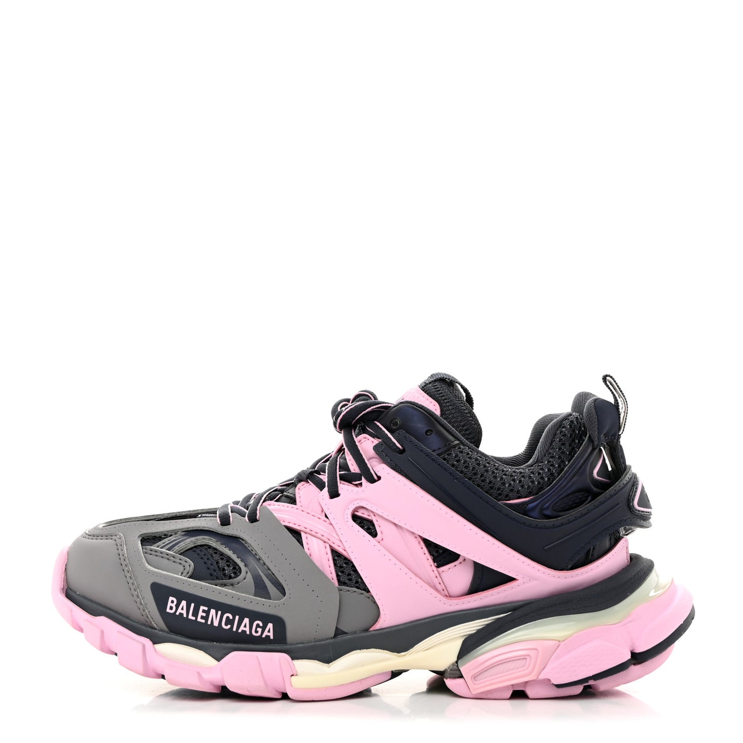 Mesh Rubber Tri-Color Womens Track Sneakers 37 Dark Grey Pink Grey