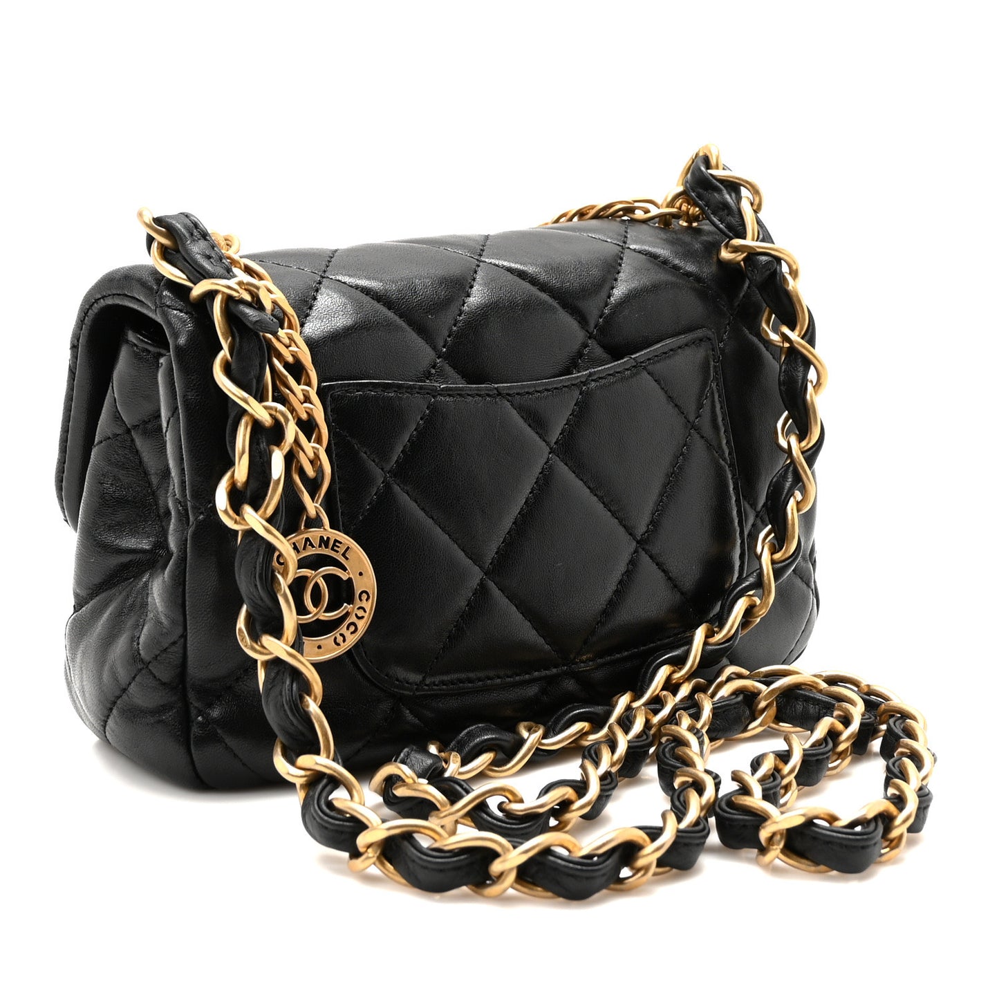 Lambskin Quilted Small Fancy Jewel Flap Black