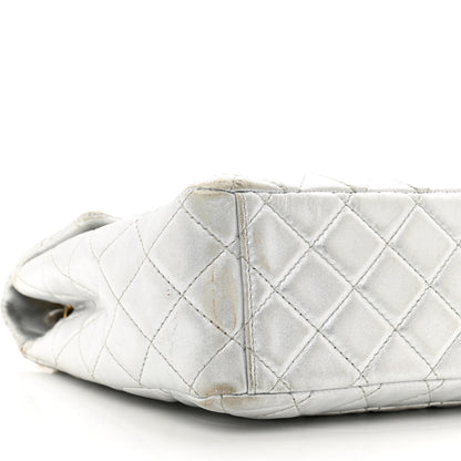 Chanel Metallic Lambskin Quilted Maxi Single Flap Silver 9 of 12