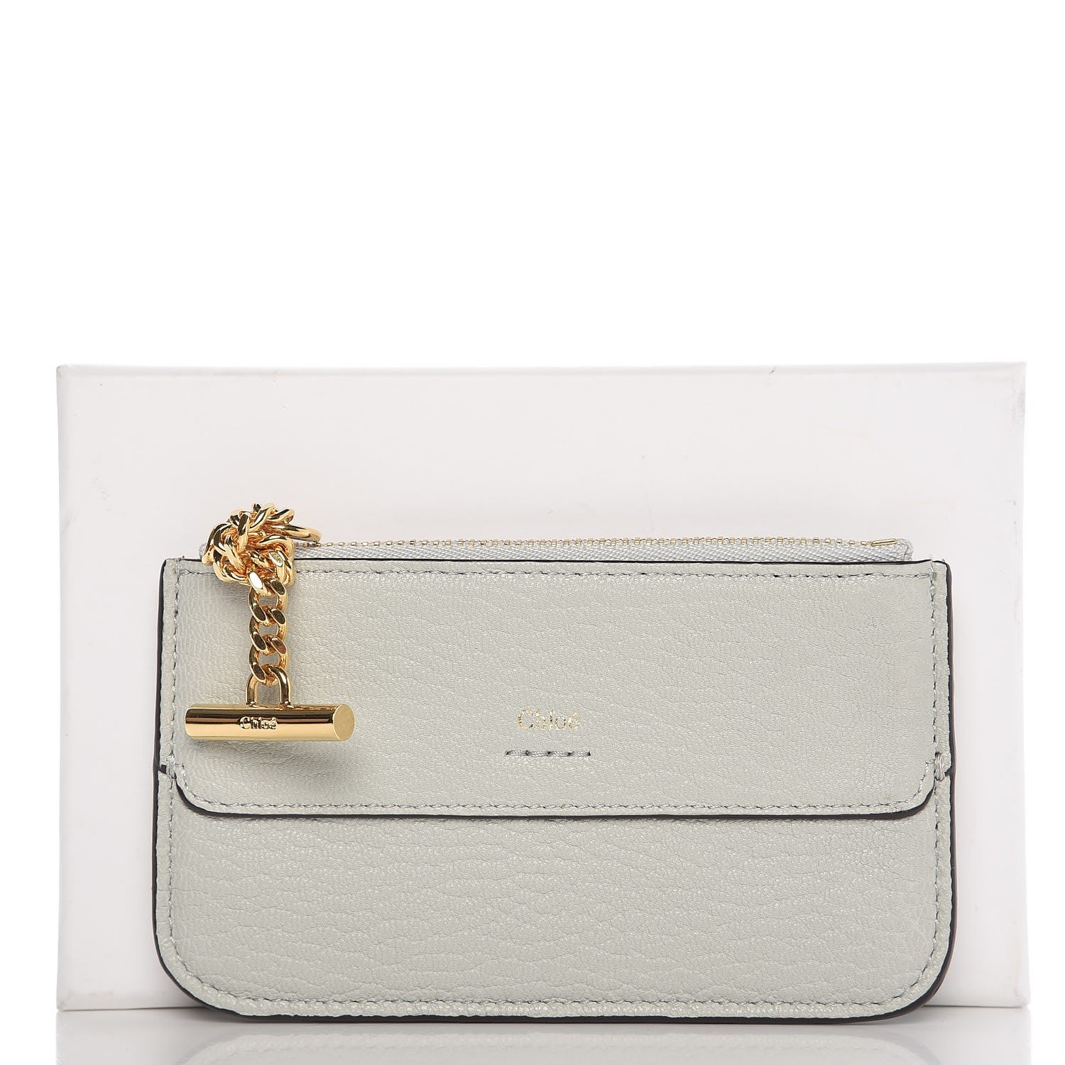 Chloe Grained Calfskin Drew Card Holder Airy Grey 8 of 8
