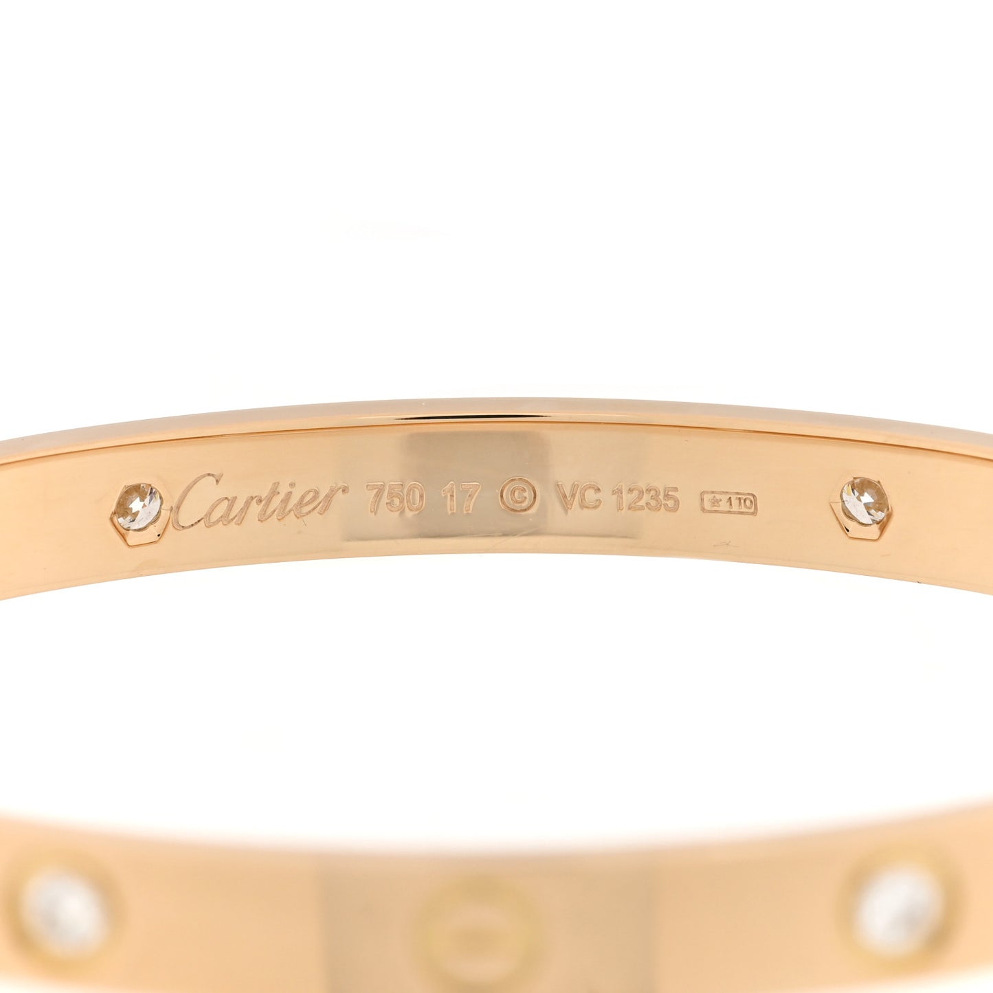 18K Yellow Gold 4 Diamond LOVE Bracelet 17