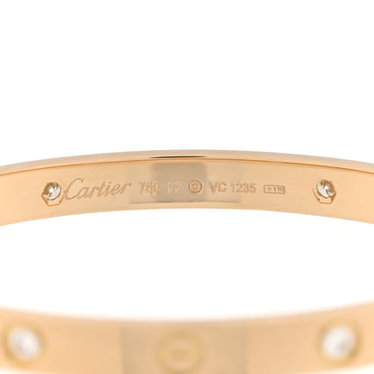 Cartier 18K Yellow Gold 4 Diamond LOVE Bracelet 17 2 of 7