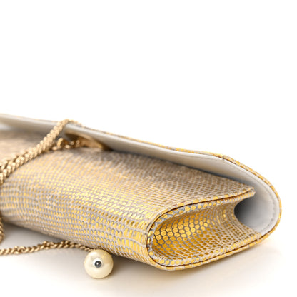Chanel Lizard Pearl Evening Clutch Beige 10 of 12