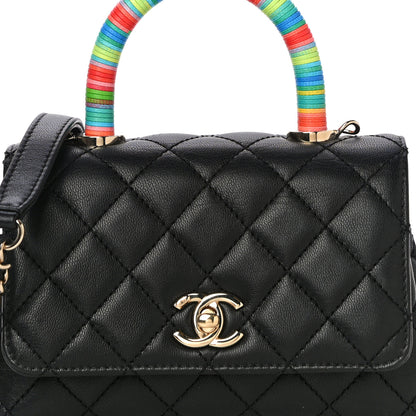 Chanel Goatskin Quilted Rainbow Extra Mini Coco Handle Flap Black 8 of 12