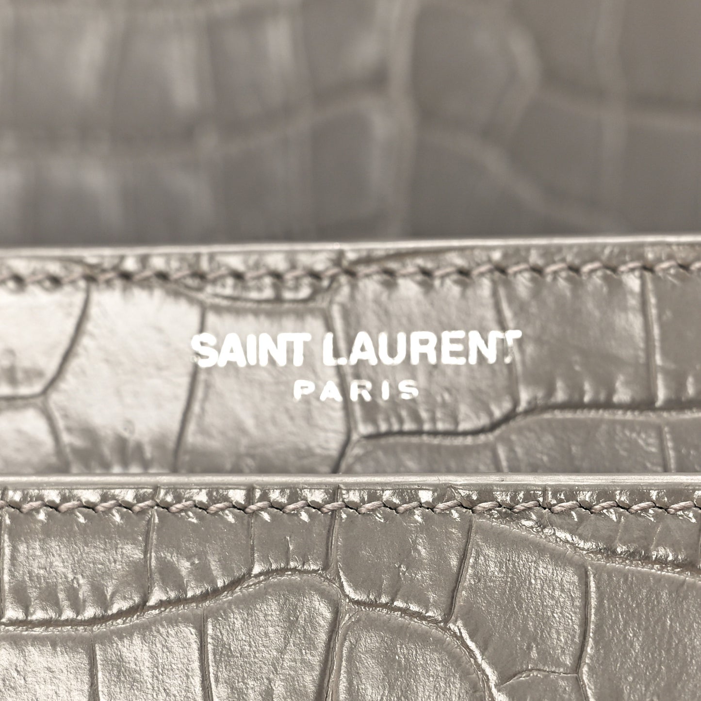 Calfskin Crocodile Embossed Medium Monogram Sunset  Fog