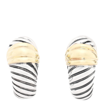 David Yurman Sterling Silver 14K Yellow Gold Thoroughbred Shrimp Earrings 1 of 5