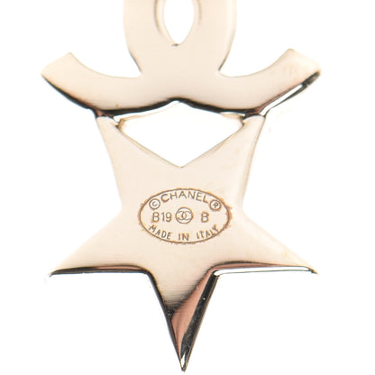Chanel Crystal Pearl Charming Winter CC Star Heart Earrings Gold 4 of 6