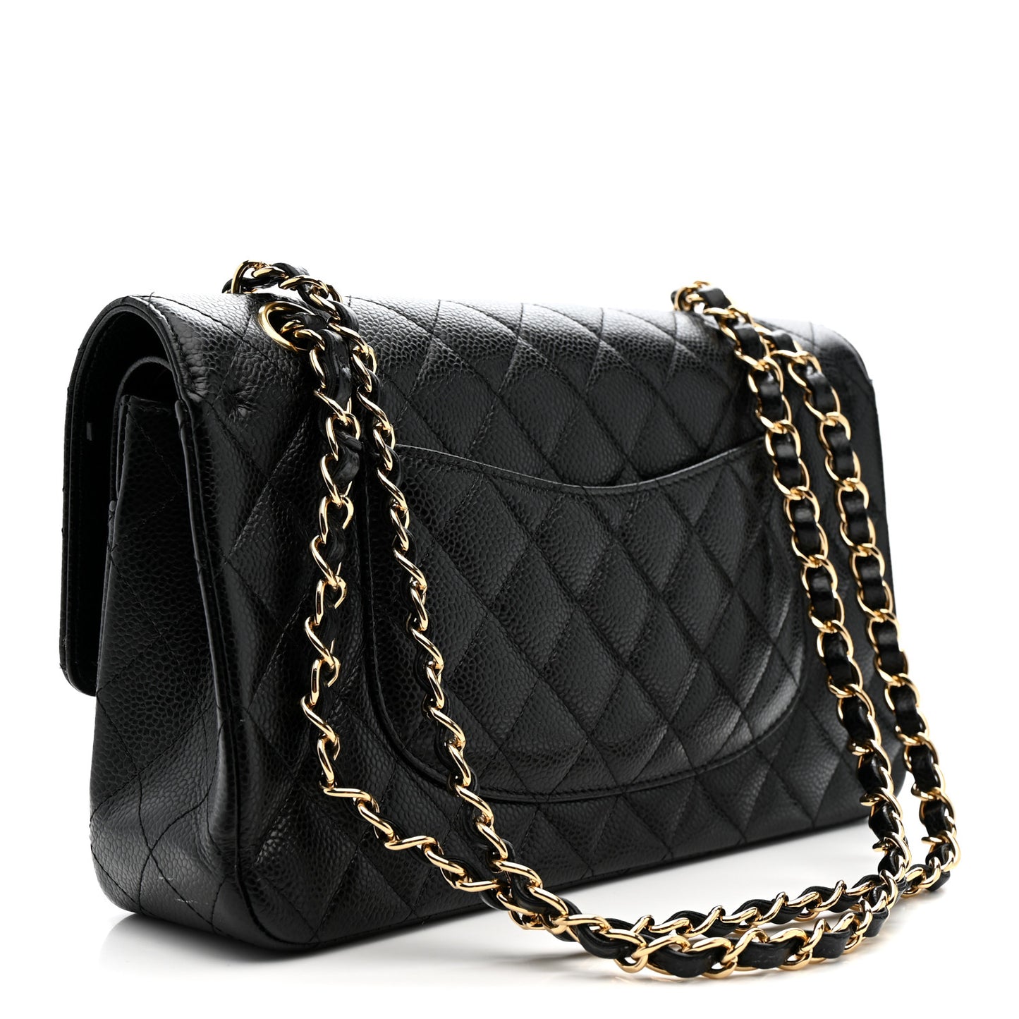 Caviar Quilted Medium Double Flap Black