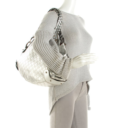 Gucci Metallic Guccissima Medium Pelham Shoulder Bag Silver 2 of 7
