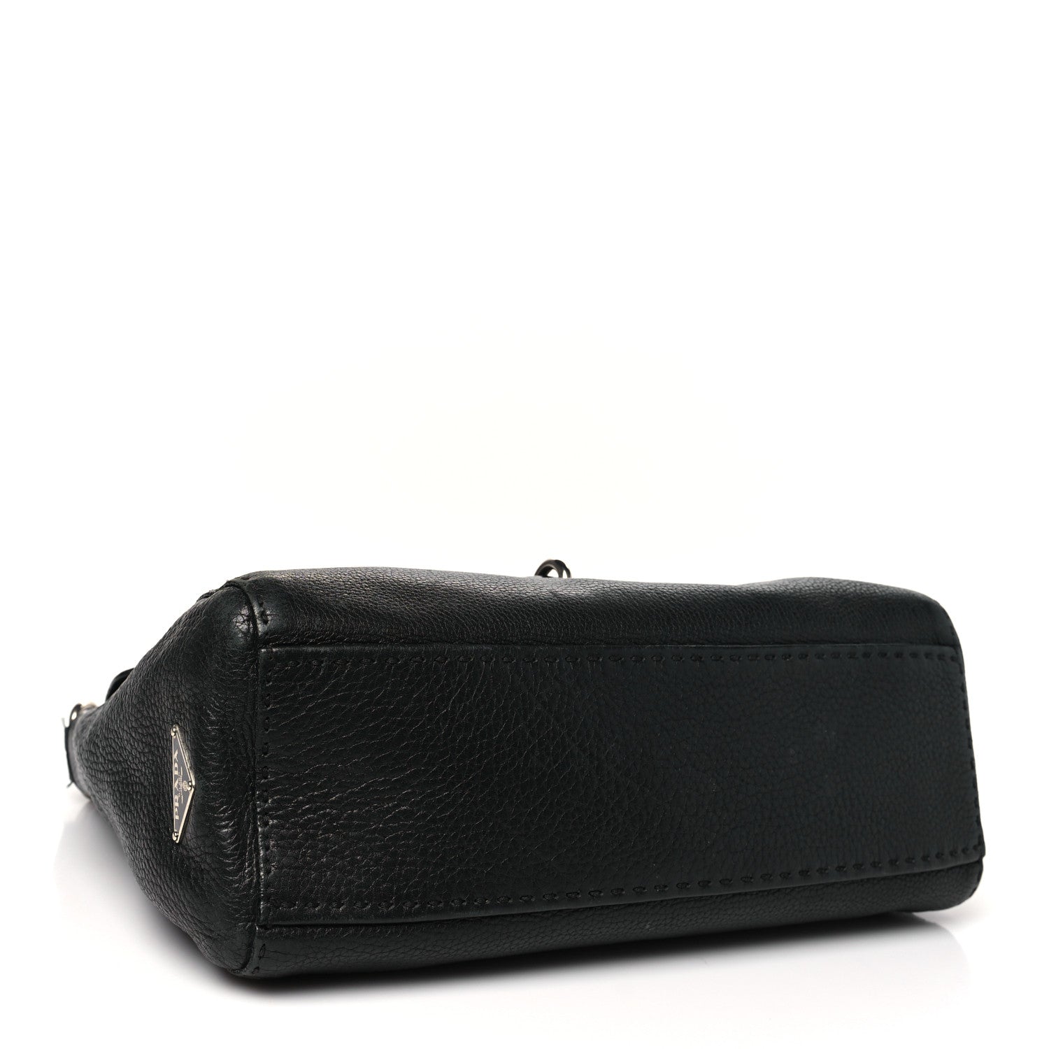 Prada Vitello Daino Shoulder Flap Bag Black 4 of 11