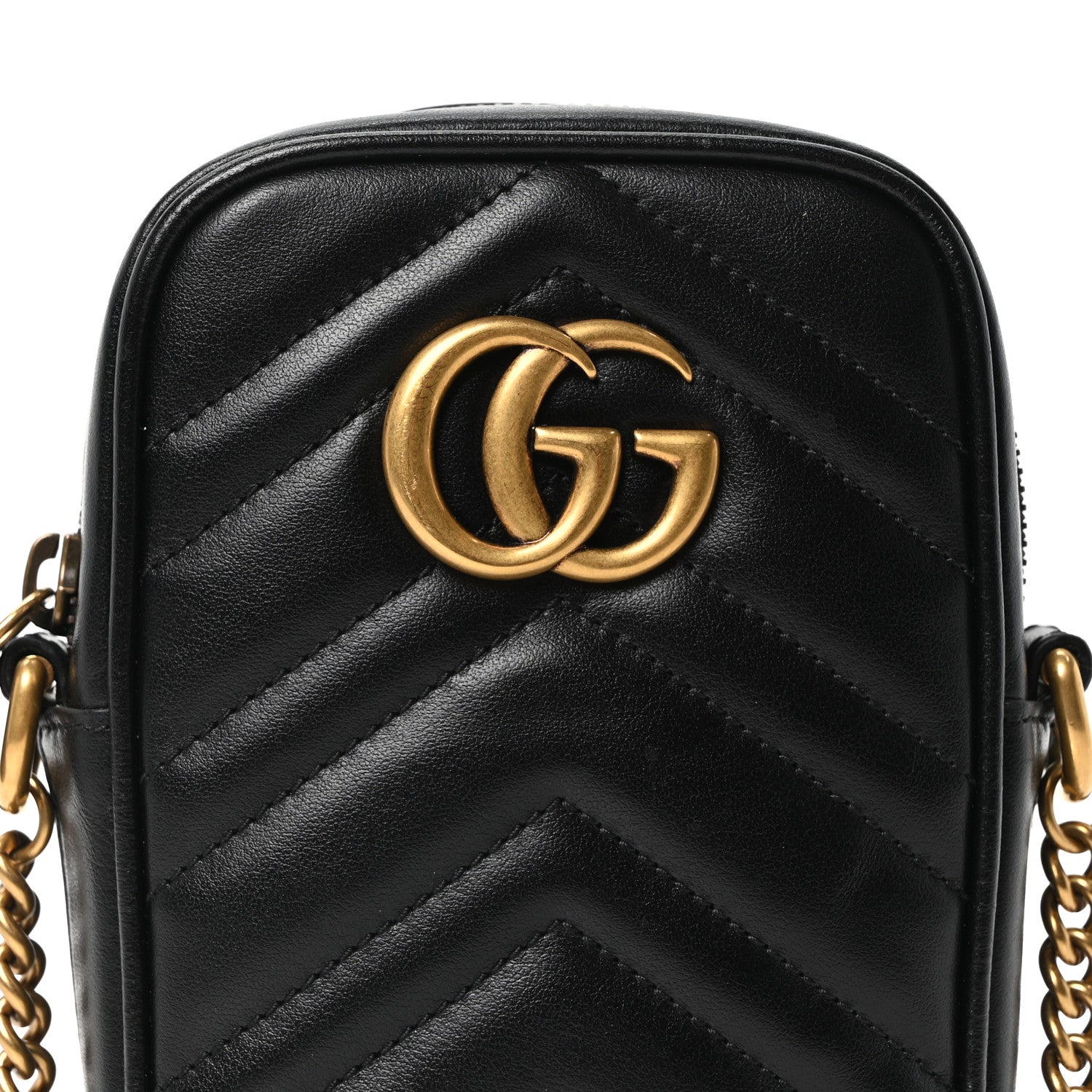 Gucci Calfskin Matelasse Mini GG Marmont Crossbody Bag Black 7 of 9