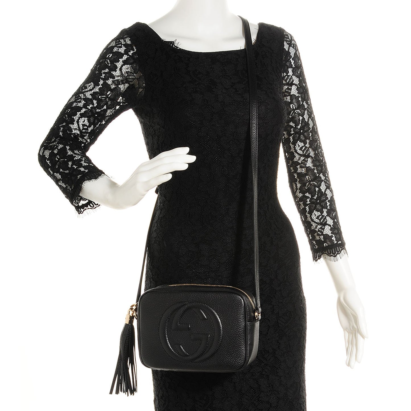 Pebbled Calfskin Small Soho Disco Bag Black