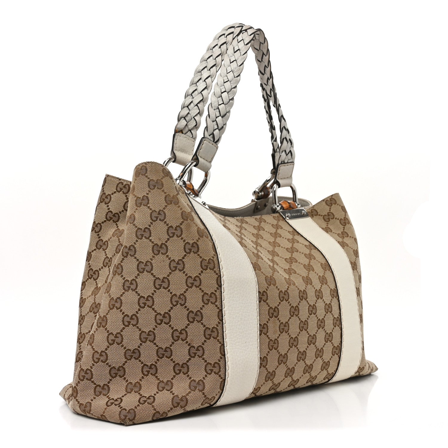 Gucci Monogram Medium Bamboo Bar Tote Off White 3 of 11