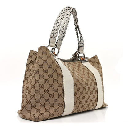 Gucci Monogram Medium Bamboo Bar Tote Off White 3 of 11