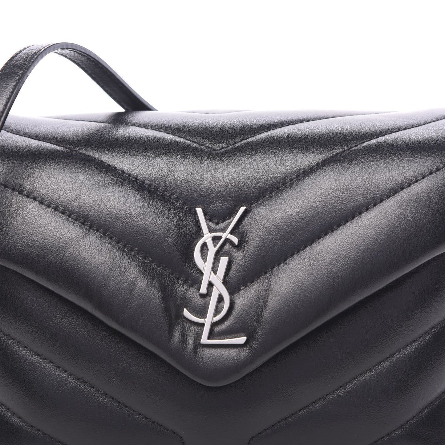 Calfskin Y Quilted Monogram Toy Loulou Crossbody Bag Black