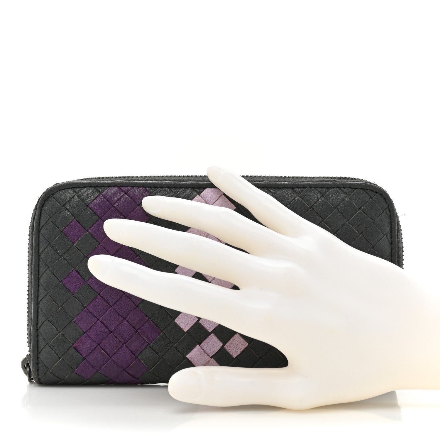 Bottega Veneta Nappa Intrecciato Zip Around Wallet Grey Multicolor 2 of 15