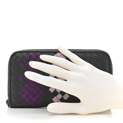 Bottega Veneta Nappa Intrecciato Zip Around Wallet Grey Multicolor 2 of 15