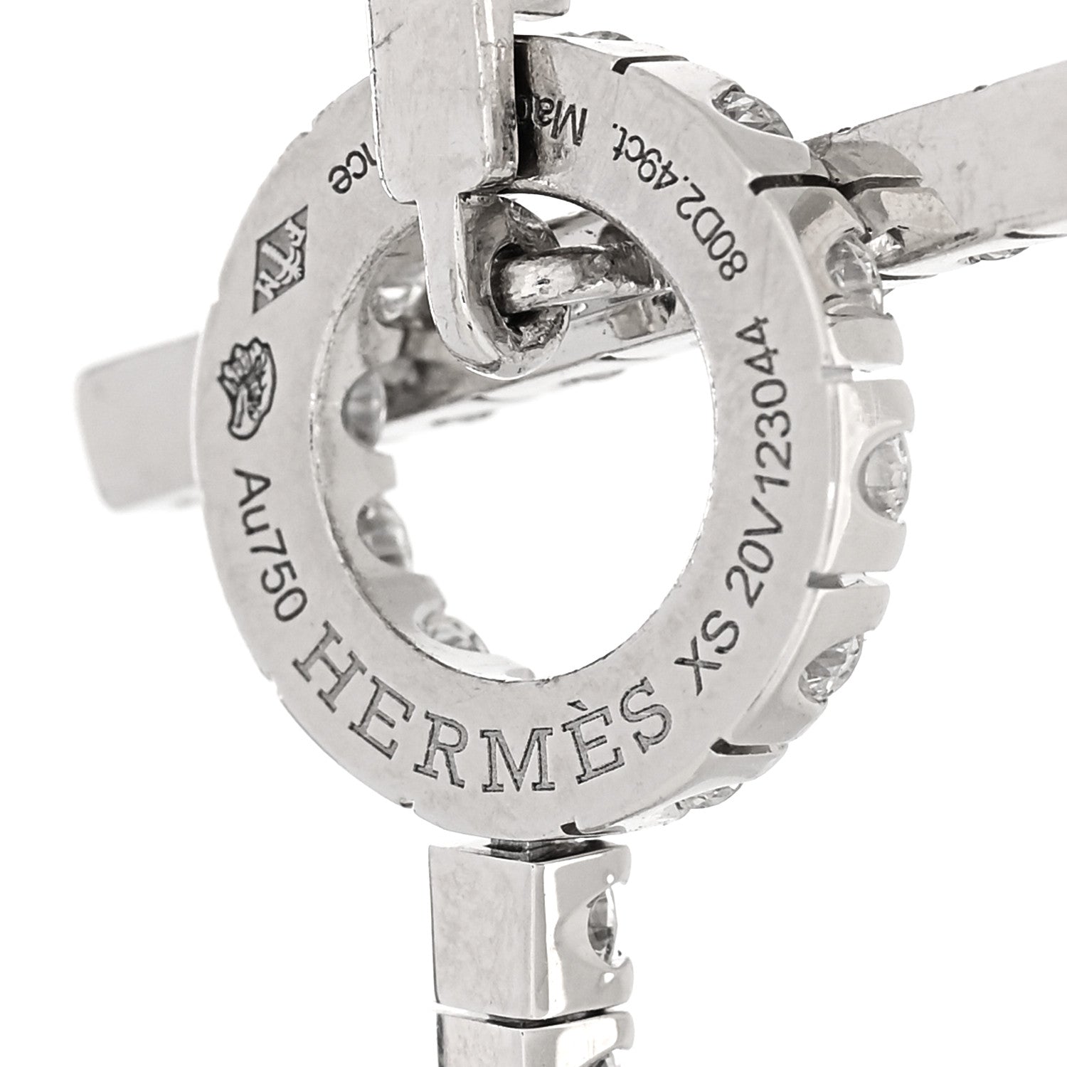 Hermes 18K White Gold Diamond Finesse Link Bracelet XS 3 of 3