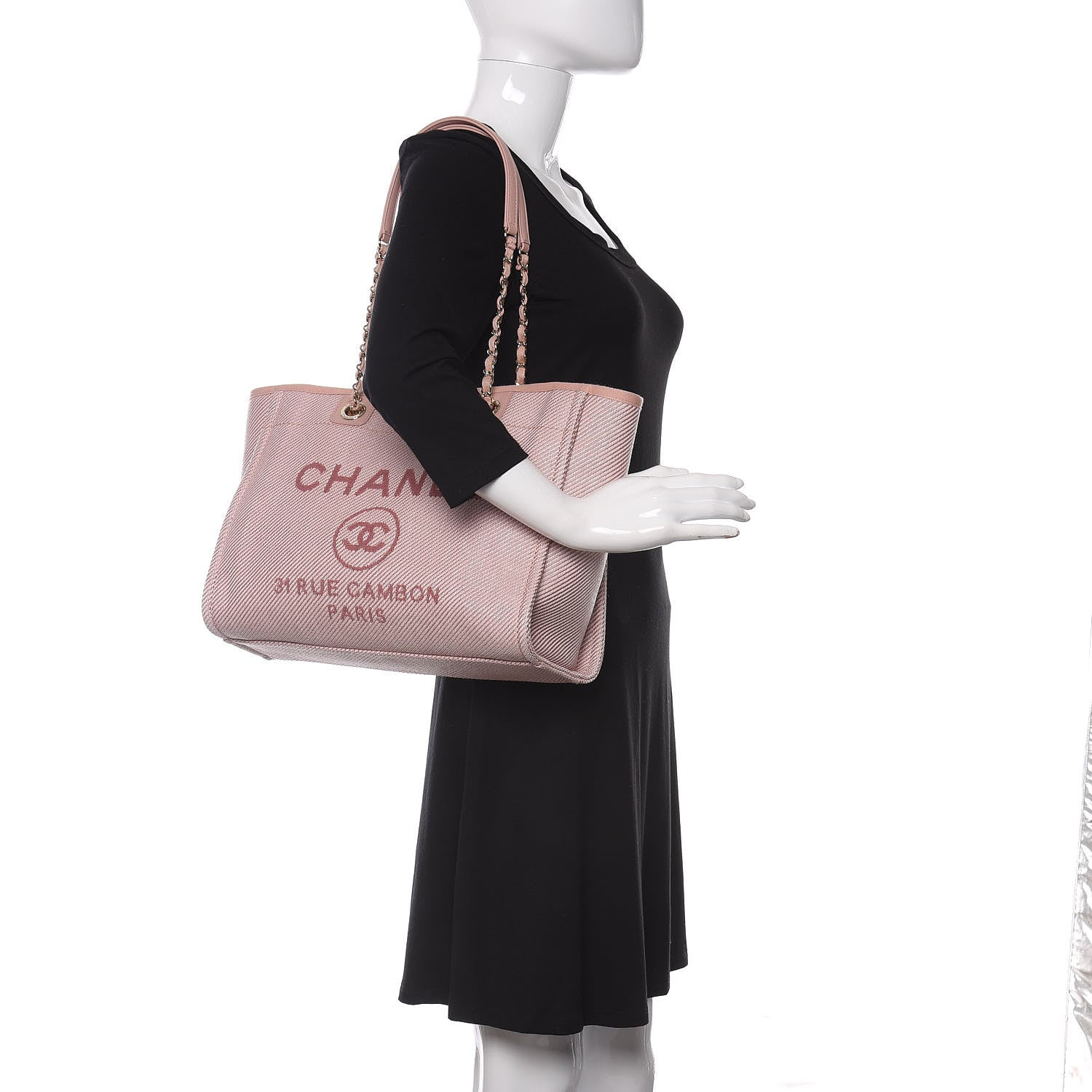 Chanel Mixed Fibers Calfskin Small Deauville Tote Rose Pink 2 of 10