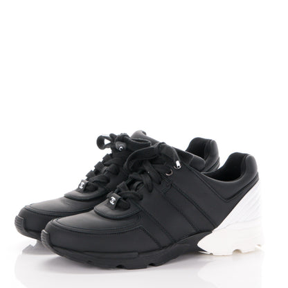 Chanel Calfskin CC Sneakers 38.5 Black White 3 of 8