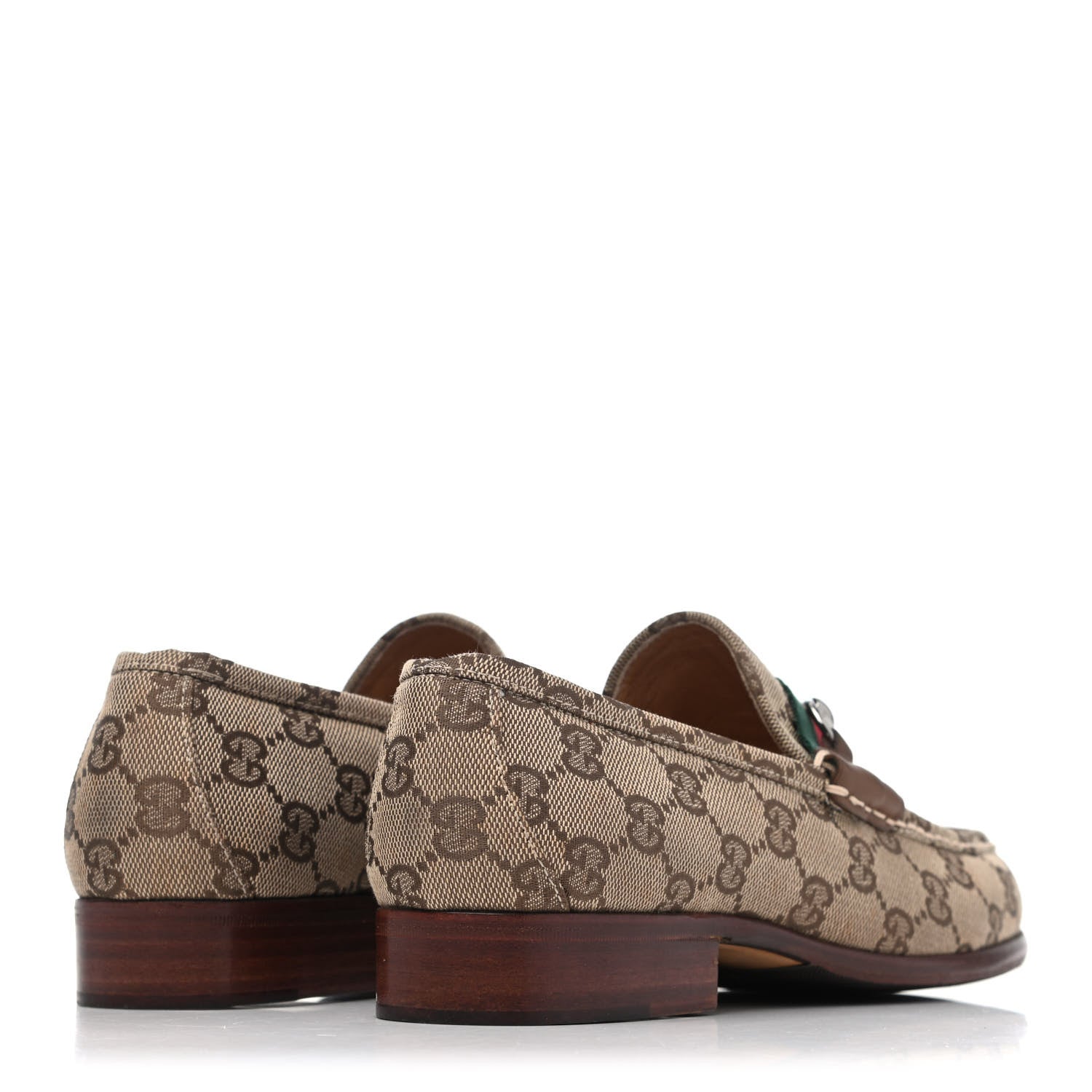 Gucci GG Monogram Web Mens Horsebit Loafers 8 Brown 3 of 4