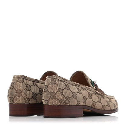 Gucci GG Monogram Web Mens Horsebit Loafers 8 Brown 3 of 4