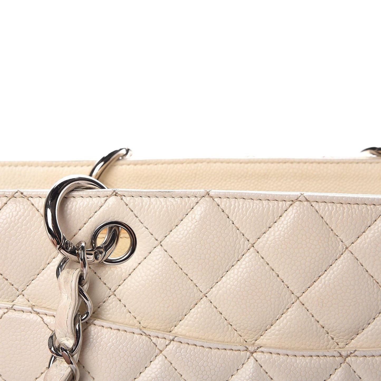 Caviar Quilted Grand Shopping Tote GST White