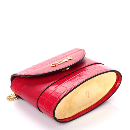Chloe Calfskin Crocodile Embossed Small Aby Lock Dusky Red 4 of 8
