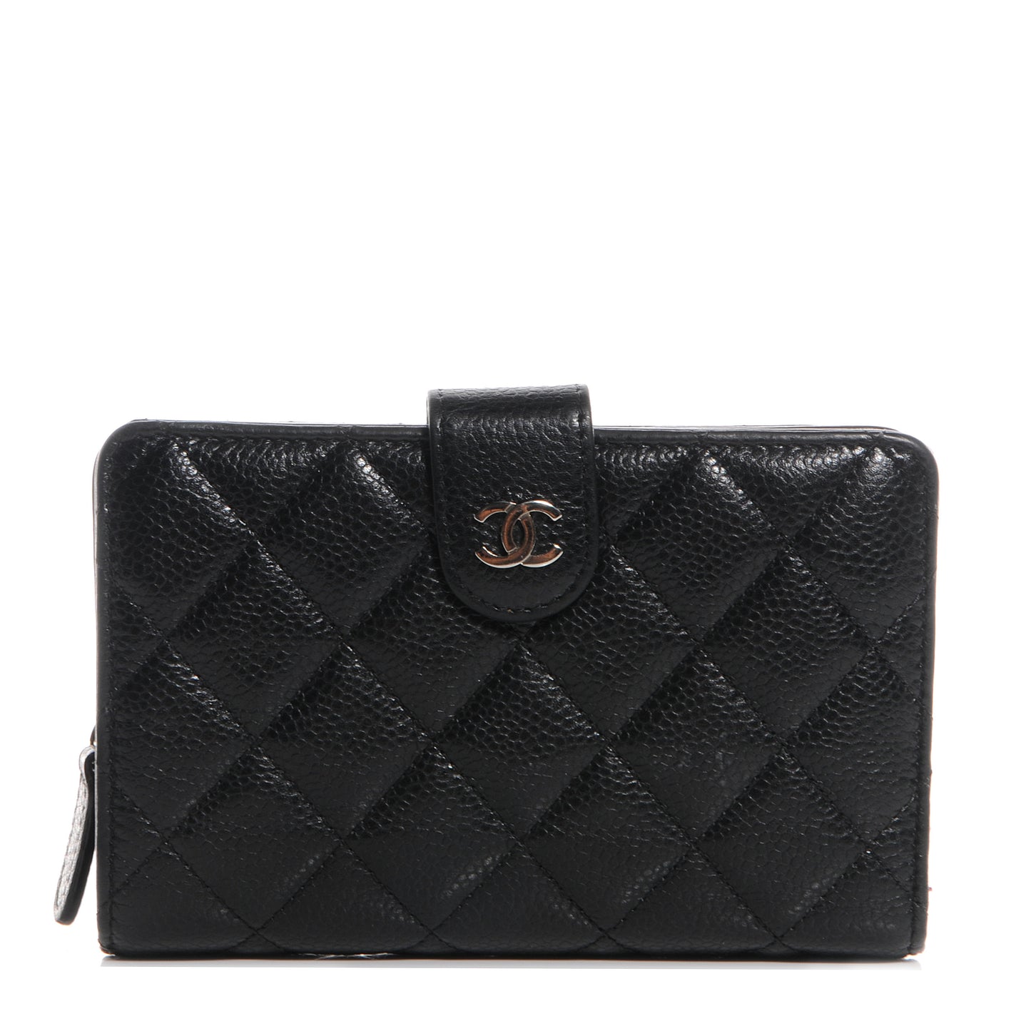 Caviar Quilted Zip Pocket Wallet Black