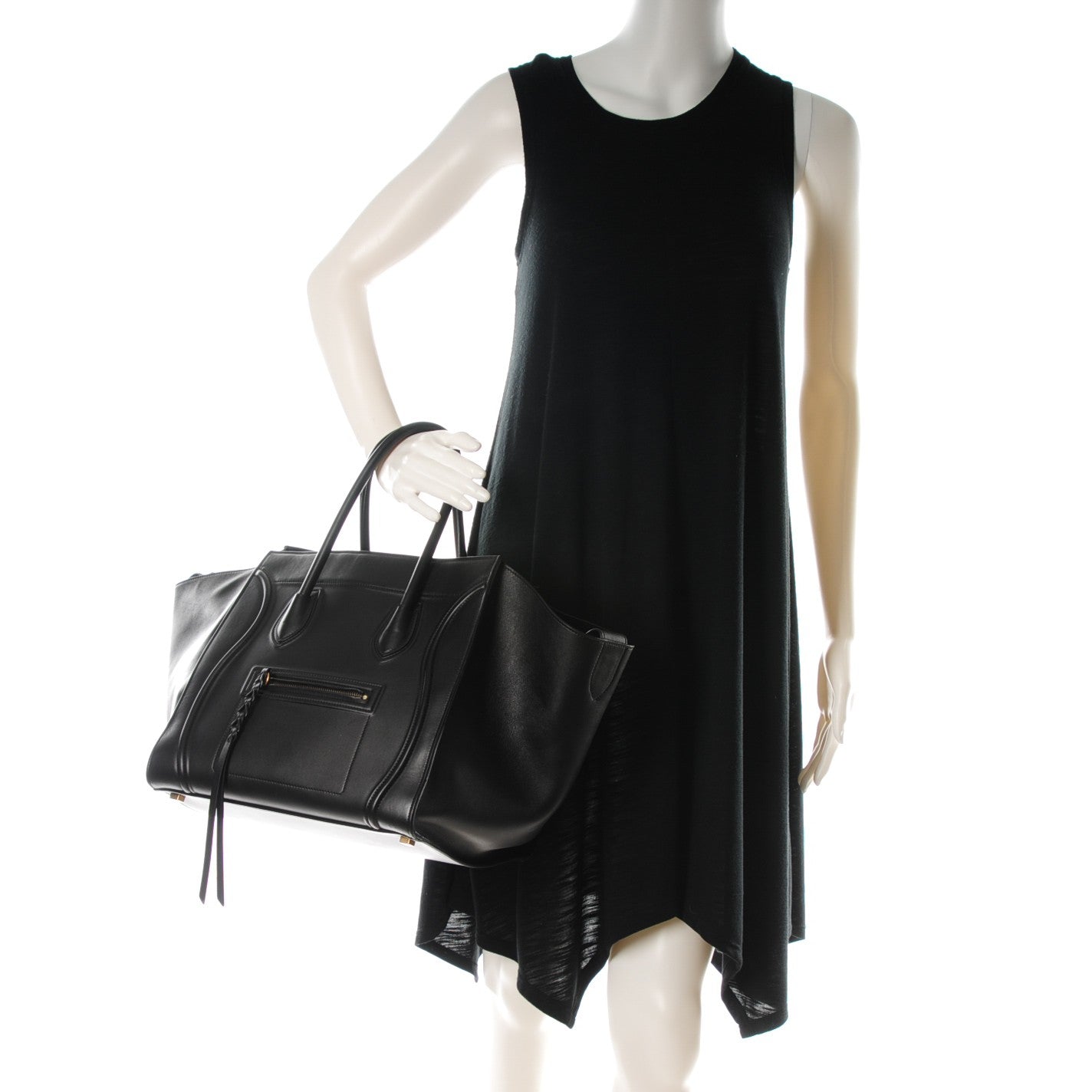 Smooth Calfskin Medium Phantom Luggage Black