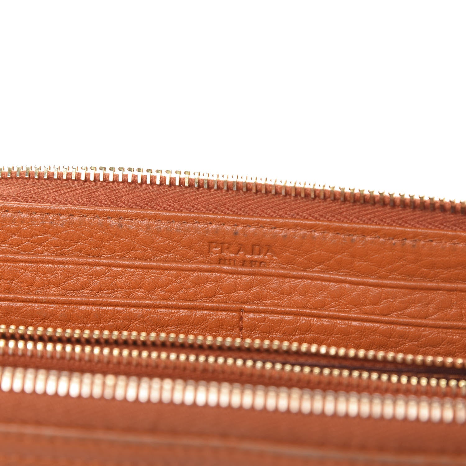 Prada Vitello Daino 2/3 Zip Continental Wallet Papaya 10 of 17