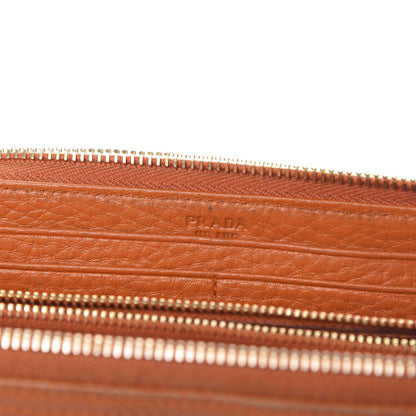 Prada Vitello Daino 2/3 Zip Continental Wallet Papaya 10 of 17