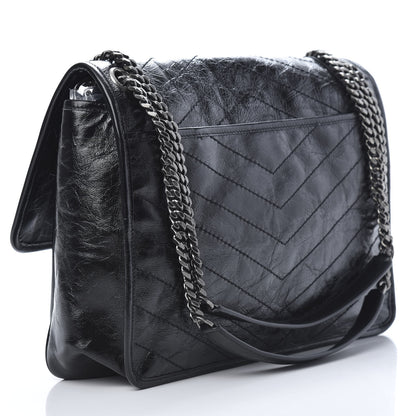 Saint Laurent Crinkled Calfskin Matelasse Monogram Large Niki Chain Satchel Black 3 of 10