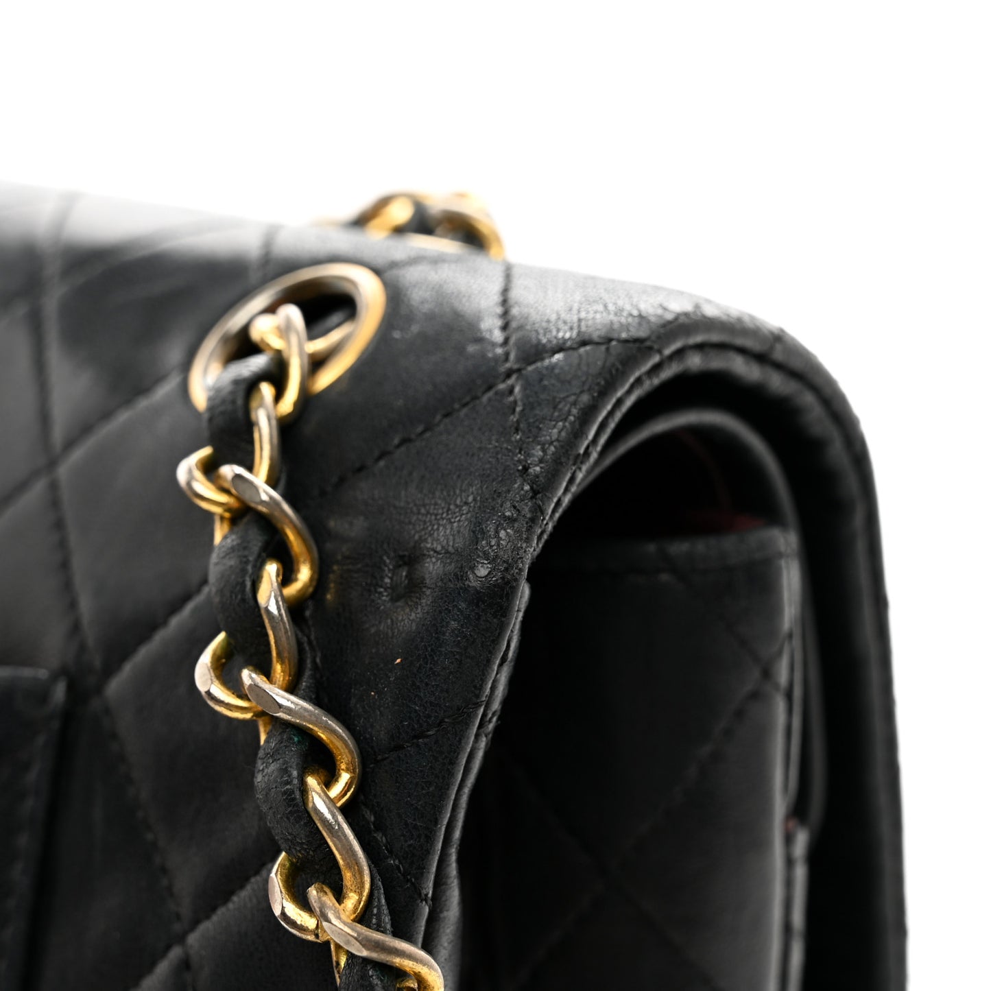 Lambskin Quilted Medium Double Flap Black