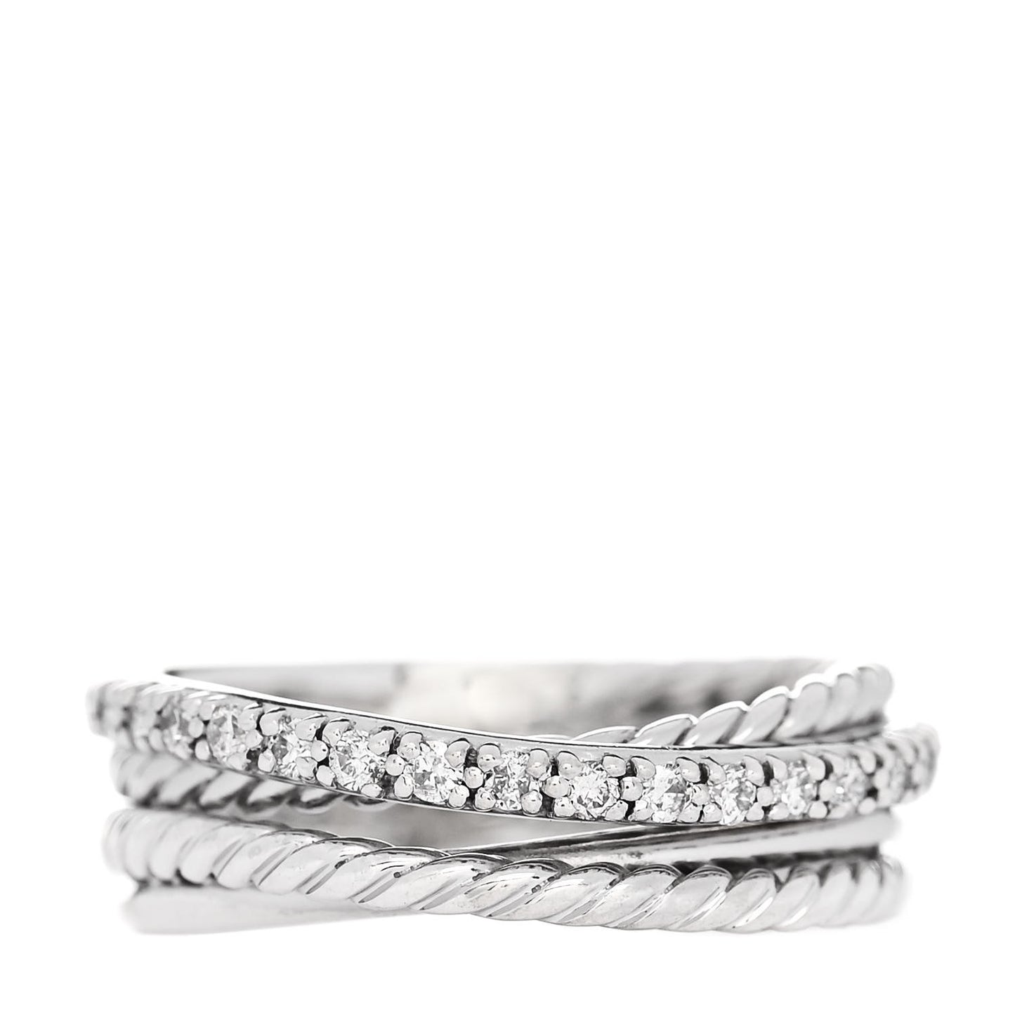 Sterling Silver Diamond 6.8mm Crossover Ring 50 5.5