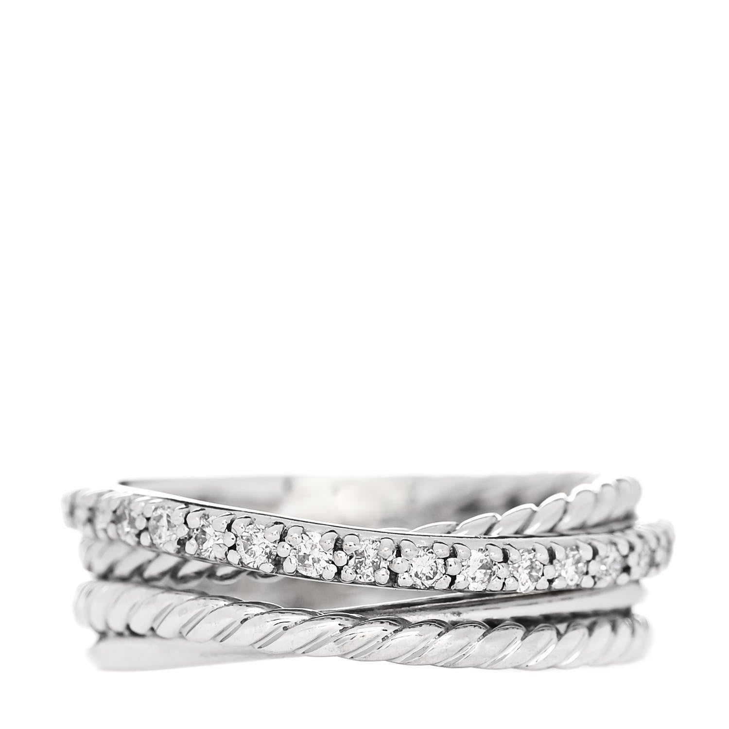 David Yurman Sterling Silver Diamond 6.8mm Crossover Ring 50 5.5 1 of 5
